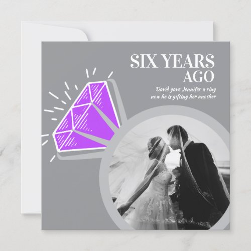 6th anniversary party amethyst ring two photos invitation