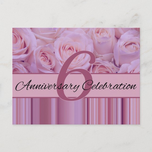 6th anniversary rose invitation postcard (Front)