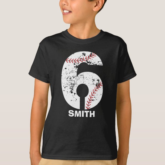 6TH baseball birthday t shirt-baseball party shirt (Front)