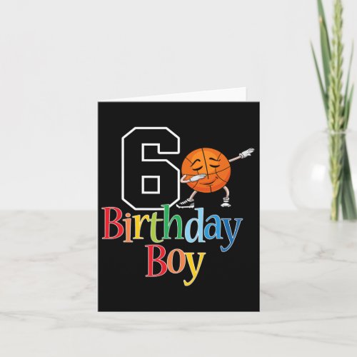 6th Basketball Birthday 6 Dabbing Basketball Boy T Card
