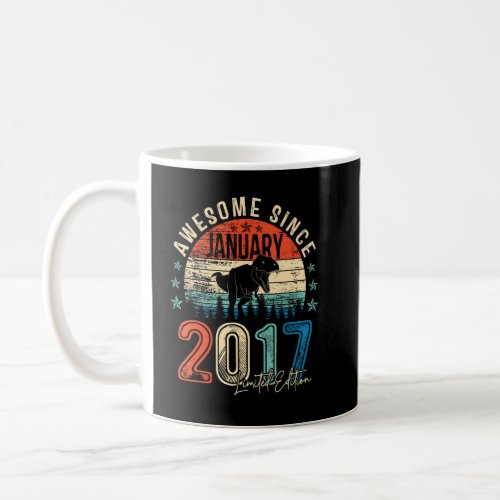 6th Bday Dinosaur Boy Awesome January 2017  Coffee Mug