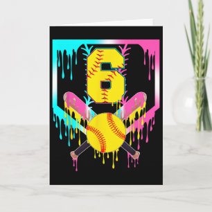 6th Bday Softll Home Plate Drip Ice Cream 6 Year O Card
