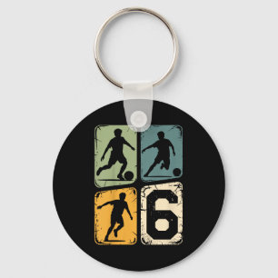 6th Birthday 6 Soccer Player Boy Girls Soccer Ball Keychain