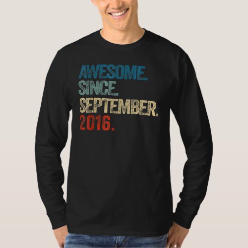 6th Birthday  6 Year Old Awesome Since September 2 T_Shirt
