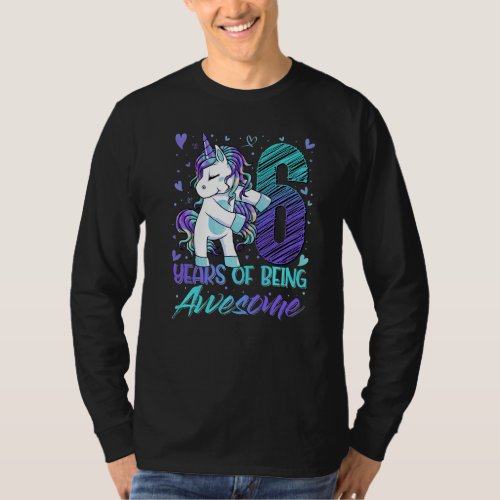 6th Birthday  6 Year Old Girl Flossing Unicorn Par T_Shirt