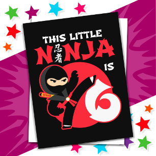 6th Birthday 6 Year Old Kids Party Little Ninja 6 Postcard