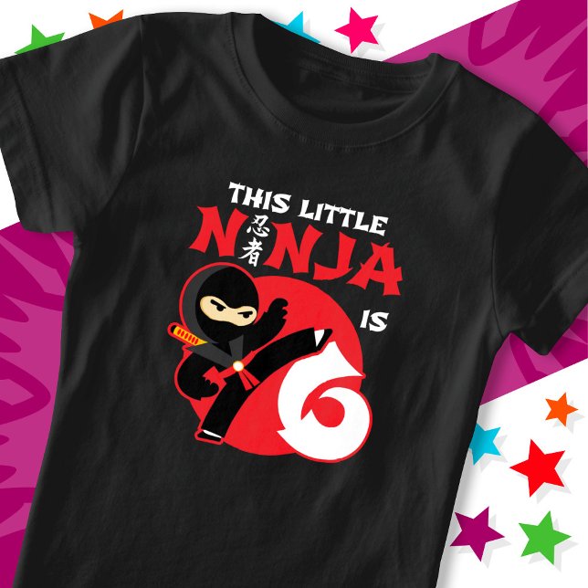 6th Birthday 6 Year Old Kids Party Little Ninja 6 T-Shirt (Creator Uploaded)