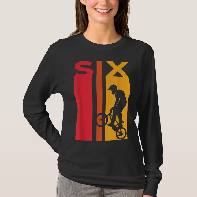 6th Birthday 6 Years Old Kids Bmx Bike Lover B-day T-Shirt (Front)