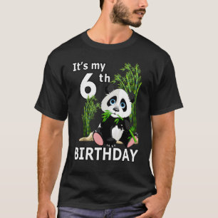 6th Birthday 6 Years Old Party Animal Panda 7 T-Shirt