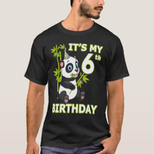 6th Birthday 6 Years Old Party Animal Panda T-Shirt