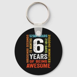 6th birthday 6 years old vintage retro 72 months keychain