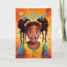 6th Birthday African American Girl Pop Art Style