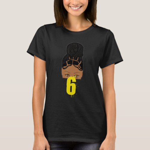 6th Birthday African American Young Girl Braided H T_Shirt