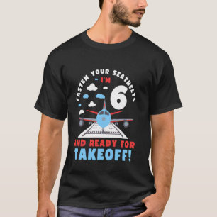 6th Birthday Airplane Take off 6 Bday Boys Kids Fu T-Shirt