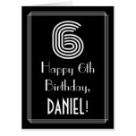 [ Thumbnail: 6th Birthday — Art Deco Inspired Look “6” + Name Card ]
