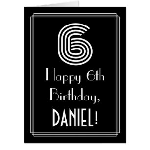 6th Birthday — Art Deco Inspired Look “6” + Name Card