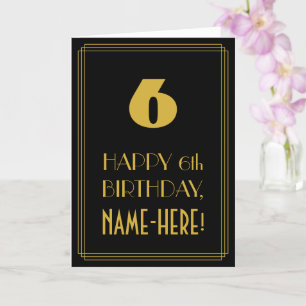 6th Birthday – Art Deco Inspired Look "6" & Name Card