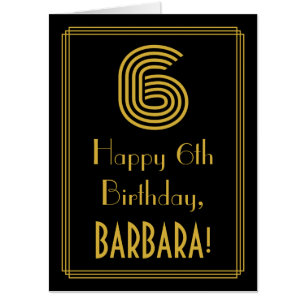6th Birthday: Art Deco Inspired Look “6” + Name Card