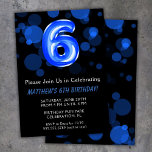 6th Birthday Balloons Kids Blue Boy Party Invitation<br><div class="desc">6th birthday balloons kids boy blue party 6th birthday party invitation for a 6 year old boy with modern script writing and fun blue foil balloons.</div>
