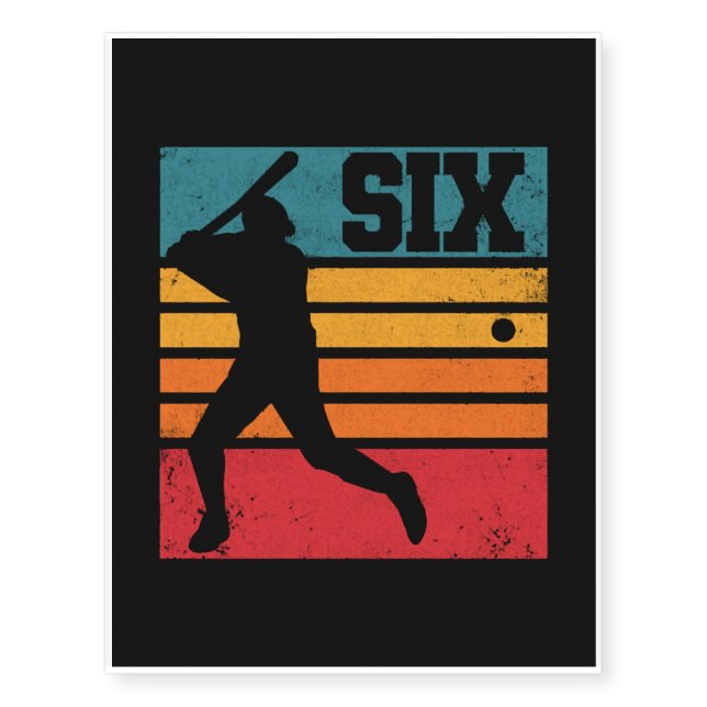 6th Birthday Baseball Temporary Tattoos (Front)