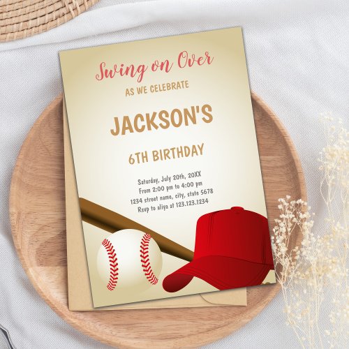 6th Birthday Baseballs Birthday Invitations