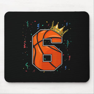 6th Birthday Basketball Big Number 6 Year Old Boy Mouse Pad