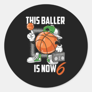 6th Birthday Basketball Player Funny 6 Years Old Classic Round Sticker