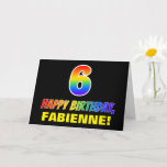 [ Thumbnail: 6th Birthday: Bold, Fun, Simple, Rainbow 6 Card ]