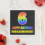 [ Thumbnail: 6th Birthday: Bold, Fun, Simple, Rainbow 6 Napkins ]