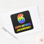 [ Thumbnail: 6th Birthday: Bold, Fun, Simple, Rainbow 6 Sticker ]
