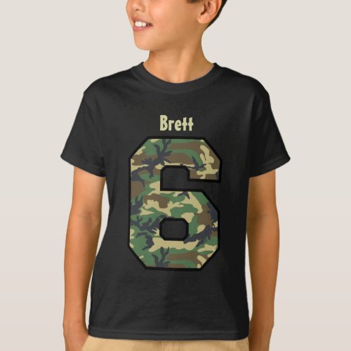 6th Birthday Boy Camo Four Year Custom Name V007F4 T_Shirt