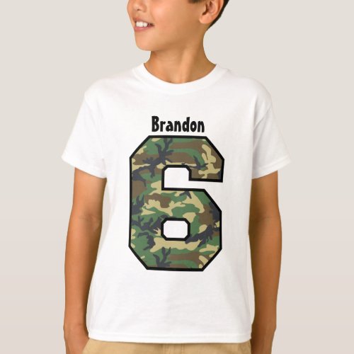 6th Birthday Boy Camo Four Year Custom Name V007F T_Shirt
