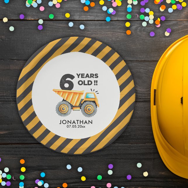 6th birthday boy construction theme paper plates (Creator Uploaded)