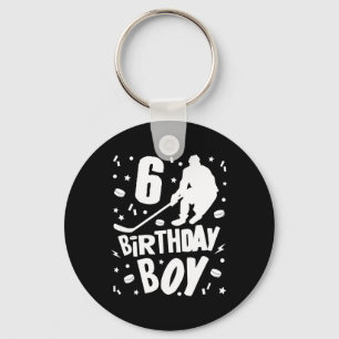 6th Birthday Boy Ice Hockey Kids 6 Years Old Party Keychain