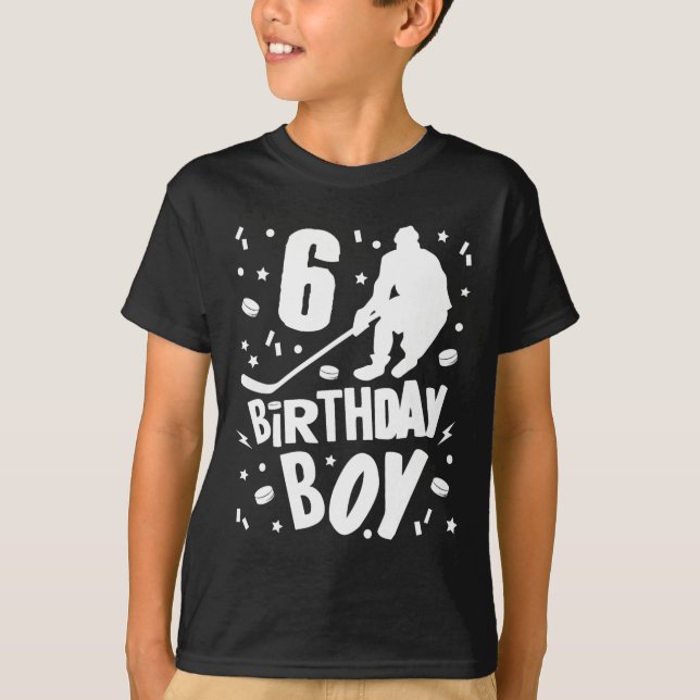 6th Birthday Boy Ice Hockey Kids 6 Years Old Party T-Shirt (Front)