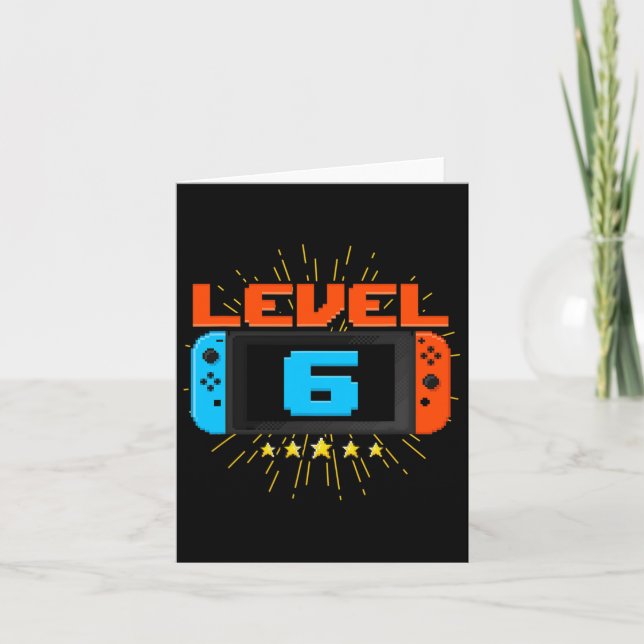 6th Birthday Boy Level 6 Unlocked Video Game 6 Yea Card (Front)