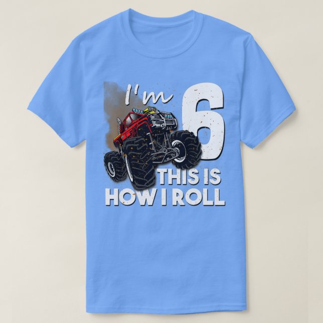 6th Birthday  Boy Monster Truck 6 Years Old Gift  T-Shirt (Design Front)