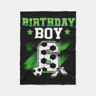 6th Birthday Boy Soccer 6 Year Old Sport 6yr Boys  Fleece Blanket