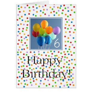 6th Birthday Card colored balloons