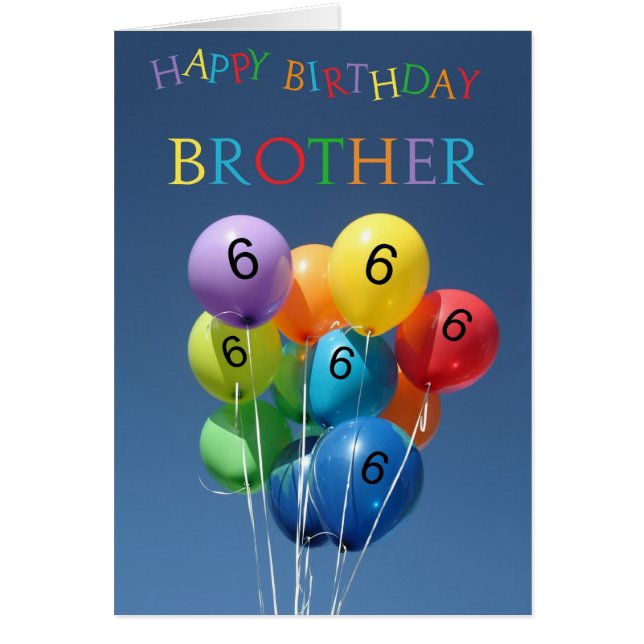 6th Birthday Card colored balloons (Front)
