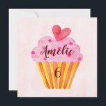 6th birthday card - cupcake watercolor<br><div class="desc">The card can be personalized with the child's name and age! The watercolor cupcake illustration is an originial hand painted design from our studio.</div>