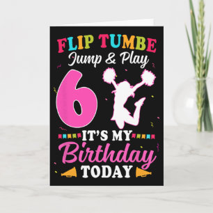 6th Birthday Cheerleading Girl 6 Year Old Cheerlea Card