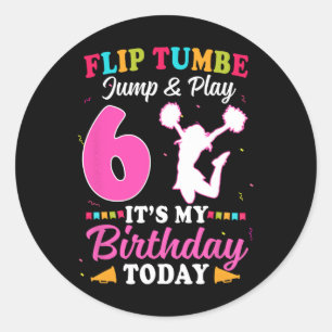 6th Birthday Cheerleading Girl 6 Year Old Cheerlea Classic Round Sticker