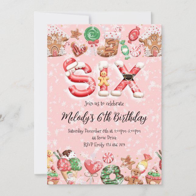 6th Birthday Christmas Party Invitation (Front)