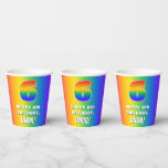 [ Thumbnail: 6th Birthday: Colorful, Fun Rainbow Pattern # 6 Paper Cups ]