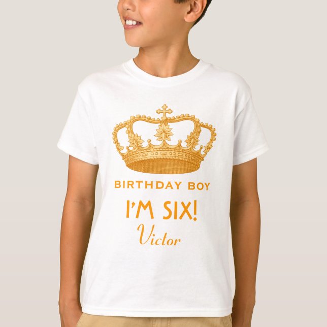 6th Birthday Custom Name Crown Gift Idea V06 T-Shirt (Front)