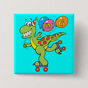 6th Birthday Dinosaur Pinback Button