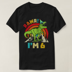 6th Birthday Dinosaur T Rex Rawr I'm 6 For Boys  T-Shirt