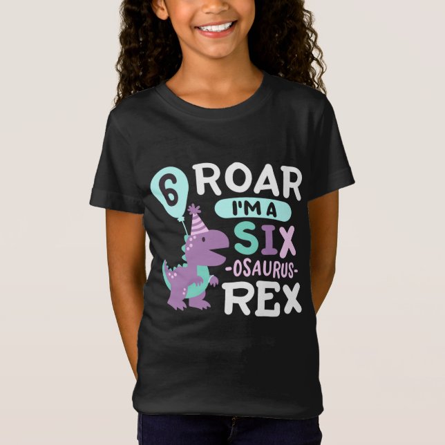 6th Birthday Dinosaur T Rex T-Shirt (Front)