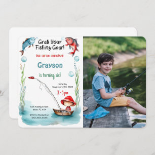 6th Birthday Fishing Photo Invitation